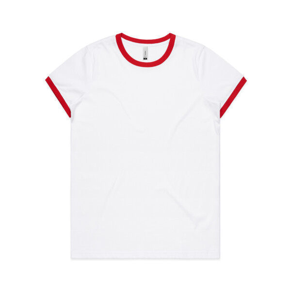 Back view of customisable womans ringer tee
